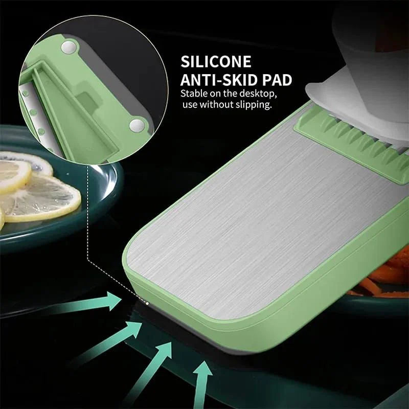 5-in-1 Multifunctional Vegetable Chopper & Slicer – Adjustable Mandoline Cutter with Hand Protector | Fast & Safe Kitchen Tool