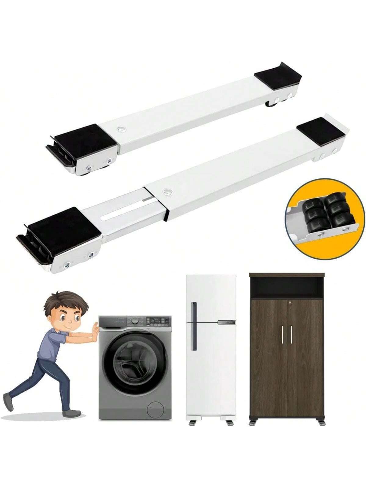 AllHome Haven Heavy-Duty Adjustable Furniture & Appliance Roller | Move Washers, Refrigerators & Cabinets Smoothly