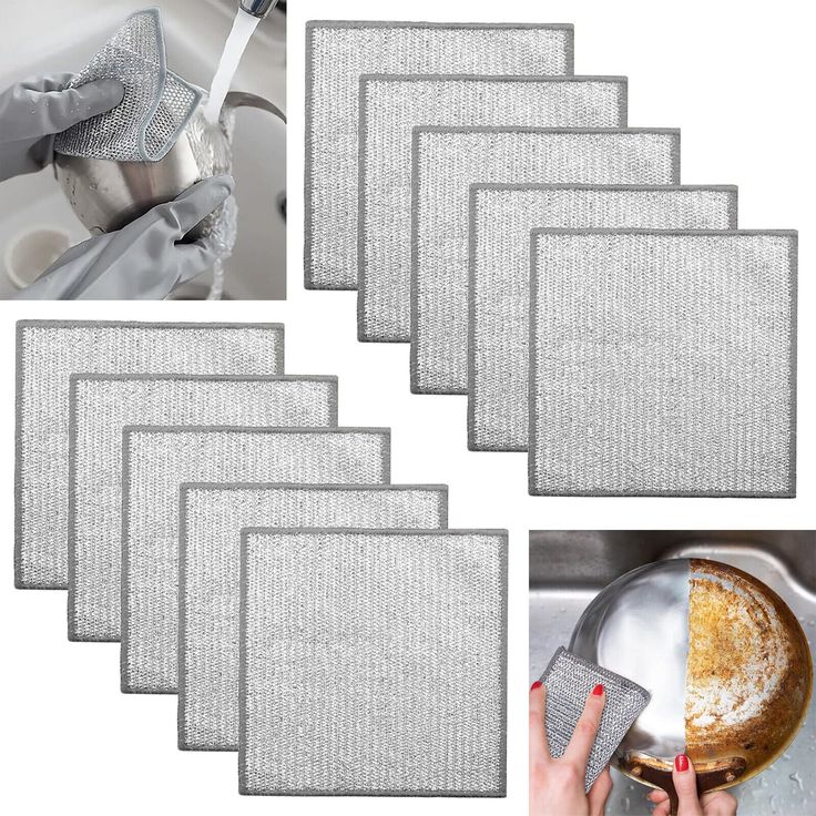 Heavy-Duty Double-Layer Scrub Cloths (10 Pack) | Stainless Steel Mesh Cleaning Pads for Tough Grease & Stains