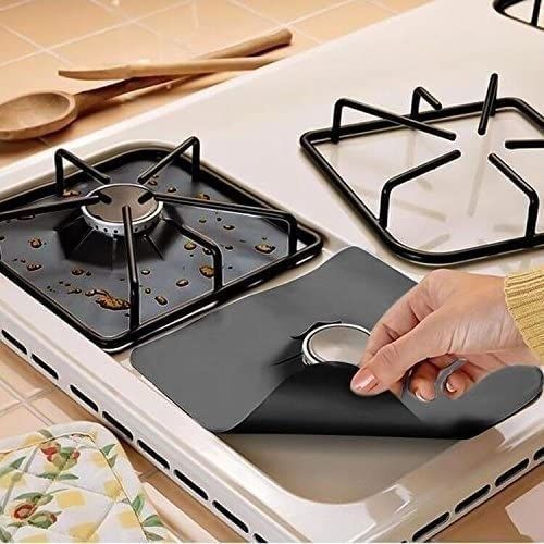 AllHome Haven Reusable Non-Stick Gas Stove Burner Protectors – Cut-to-Fit, Heat Resistant, Easy Clean Kitchen Liners (Set of 4)