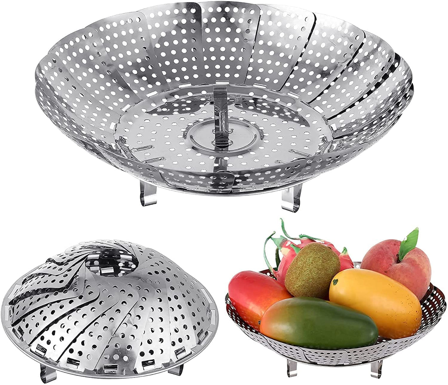 Stainless Steel Expandable Steamer Basket – Multi-Purpose Vegetable, Dumpling & Egg Steamer