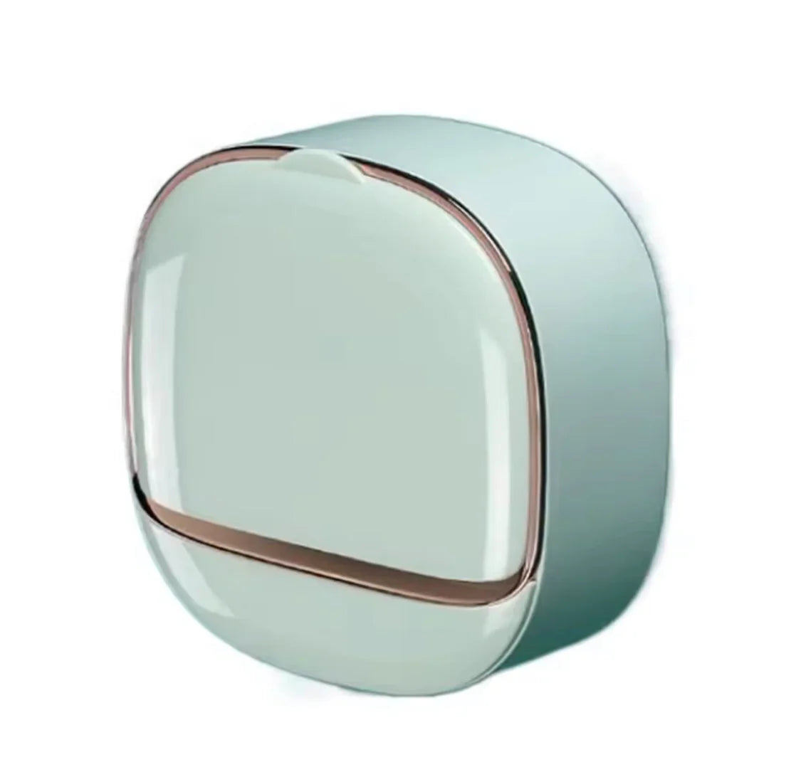 Wall-Mounted Flip-Lid Soap Box | No-Drill Waterproof Soap Holder with Drain Tray