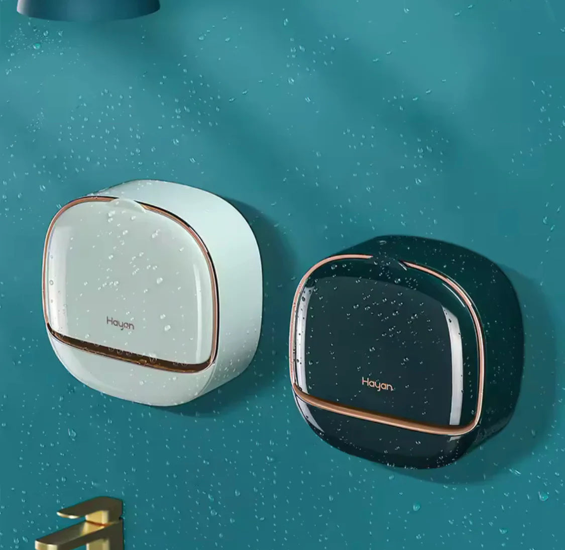 Wall-Mounted Flip-Lid Soap Box | No-Drill Waterproof Soap Holder with Drain Tray