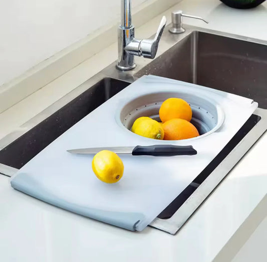 Multifunctional Cutting Board with Sink Drain & Strainer
