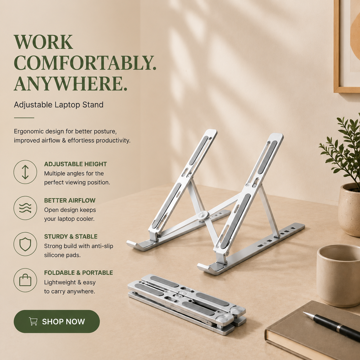 Laptop Adjustable Stand – METALLIC