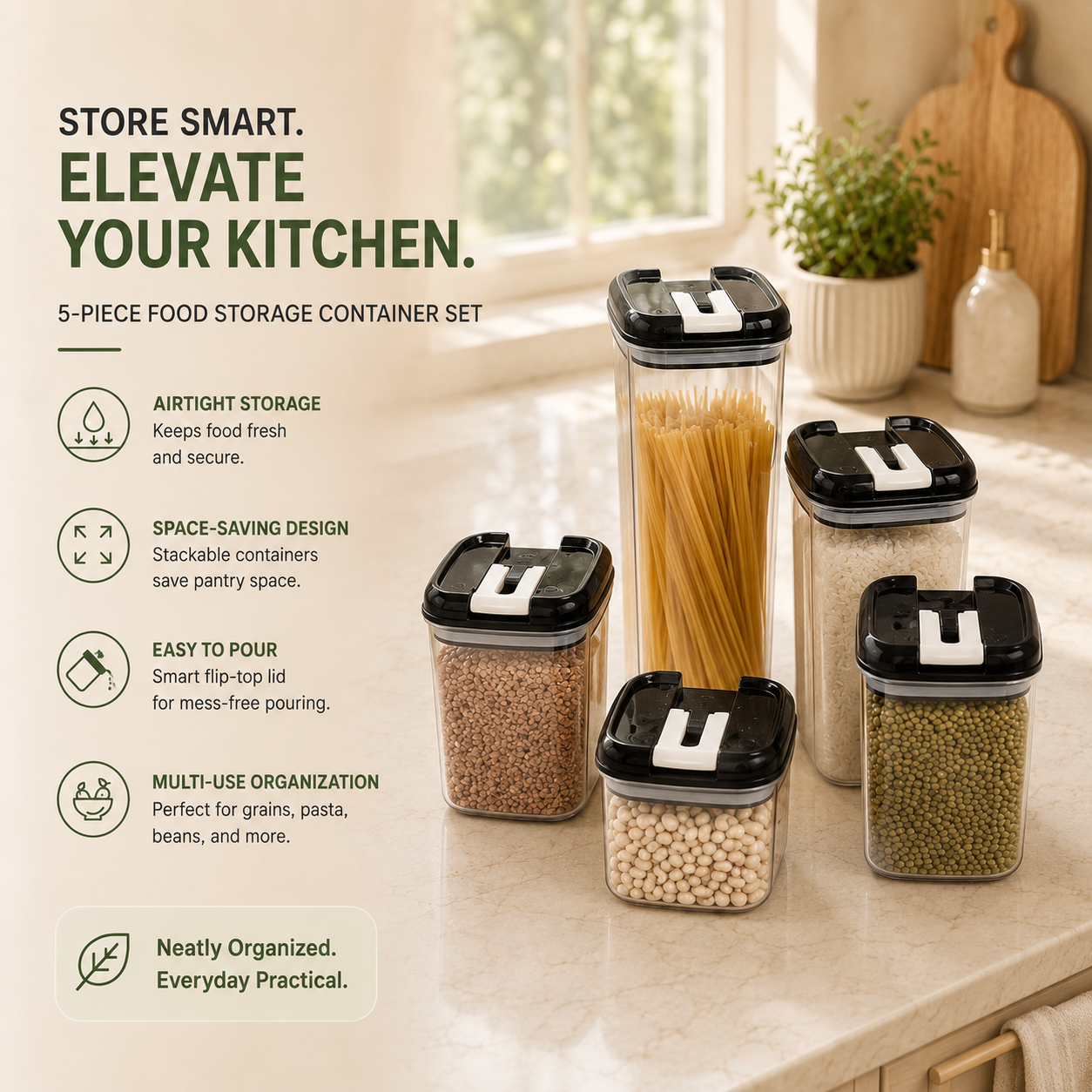 5-Piece Airtight Food Storage Container Set