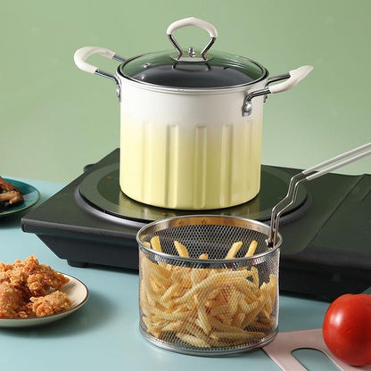 3L Deep Frying Pot with Oil Strainer Basket – Stainless Steel Fryer with Lid
