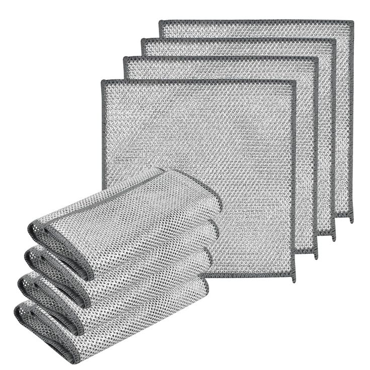 Heavy-Duty Double-Layer Scrub Cloths (10 Pack) | Stainless Steel Mesh Cleaning Pads for Tough Grease & Stains