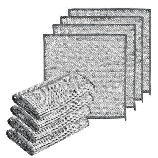 Heavy-Duty Double-Layer Scrub Cloths (10 Pack) | Stainless Steel Mesh Cleaning Pads for Tough Grease & Stains
