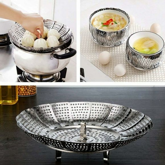 Stainless Steel Expandable Steamer Basket – Multi-Purpose Vegetable, Dumpling & Egg Steamer