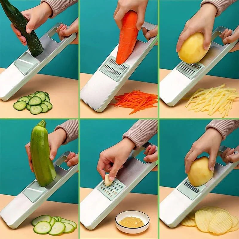 5-in-1 Multifunctional Vegetable Chopper & Slicer – Adjustable Mandoline Cutter with Hand Protector | Fast & Safe Kitchen Tool
