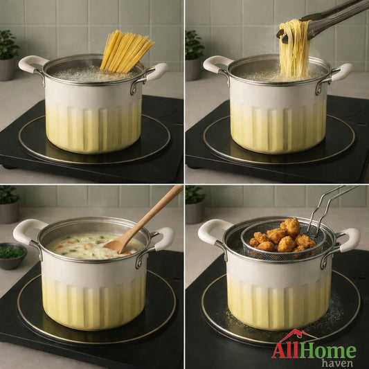 3L Deep Frying Pot with Oil Strainer Basket – Stainless Steel Fryer with Lid