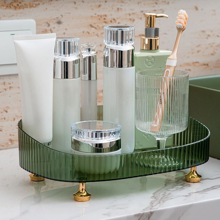 Luxury Ribbed Vanity Organizer Tray