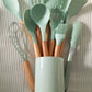 Premium Silicone Kitchen Utensil Set (Wood Handle)