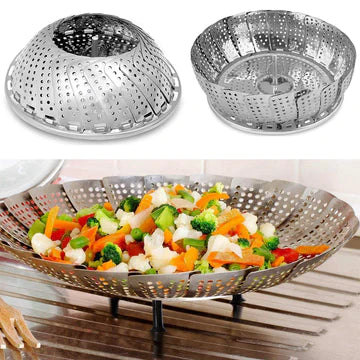 Stainless Steel Expandable Steamer Basket – Multi-Purpose Vegetable, Dumpling & Egg Steamer
