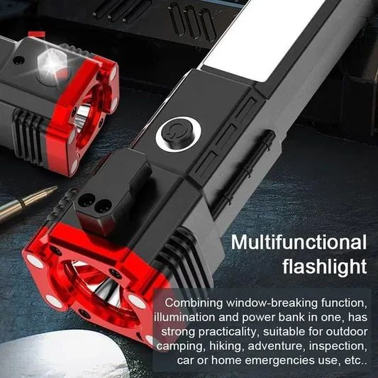 AllHome Haven 5-in-1 Emergency Flashlight – Torch, Safety Hammer, Knife & Power Bank
