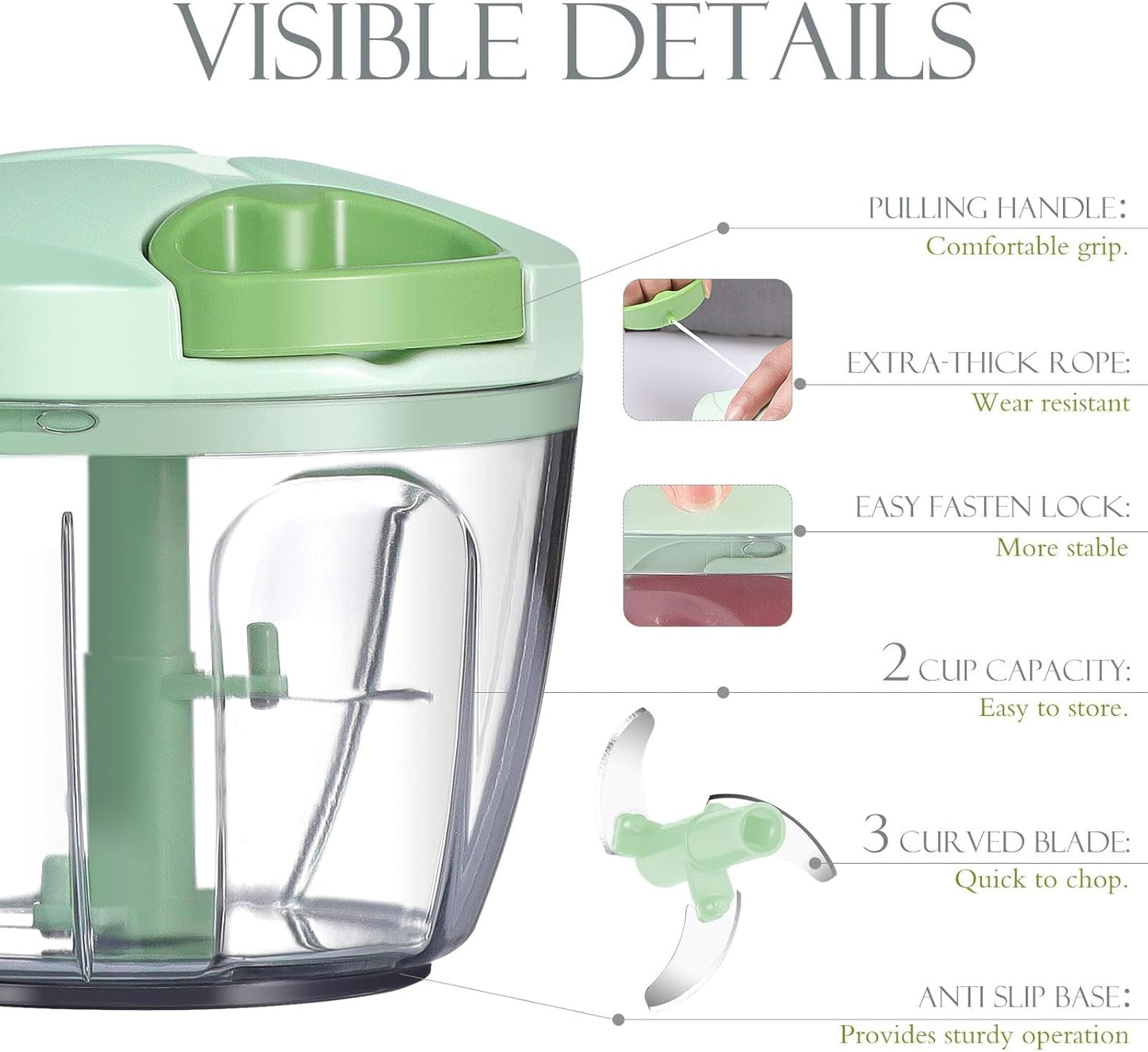 Manual Speedy Food Chopper | Multi-Blade Vegetable Cutter & Meat Mincer | High-Speed Pull Chopper for Kitchen Prep (500ML)