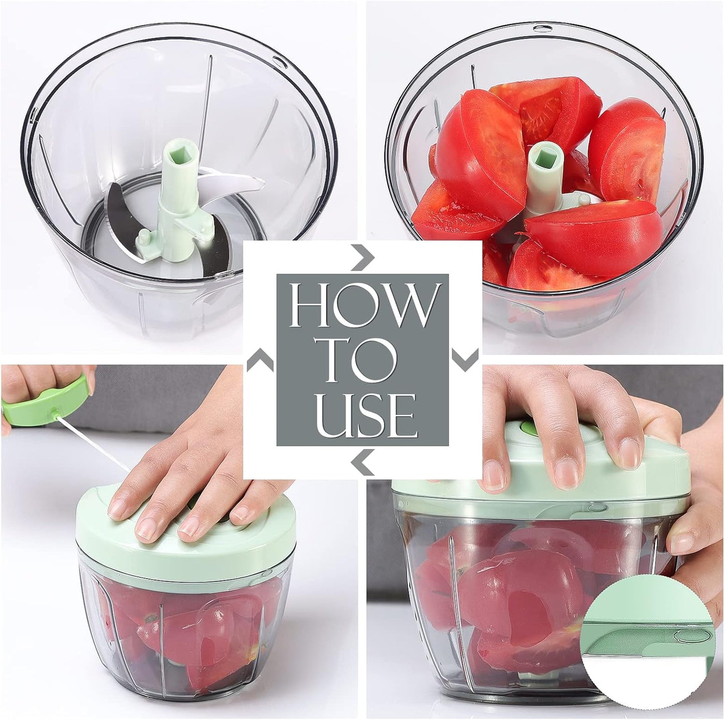 Manual Speedy Food Chopper | Multi-Blade Vegetable Cutter & Meat Mincer | High-Speed Pull Chopper for Kitchen Prep (500ML)