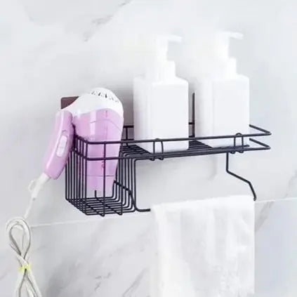 AllHome Haven Wall-Mounted Storage Rack with Towel Holder – Space-Saving Organizer for Kitchen & Bathroom